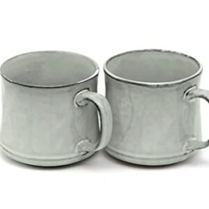 Kook Glazed Coffee Mugs, Ceramic, Microwave & Dishwasher Safe, 15 oz, Java/Slate, Set of 2 (Java/Slate Circled)