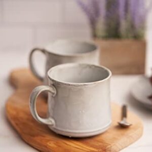 Kook Glazed Coffee Mugs, Ceramic, Microwave & Dishwasher Safe, 15 oz, Java/Slate, Set of 2 (Java/Slate Circled)