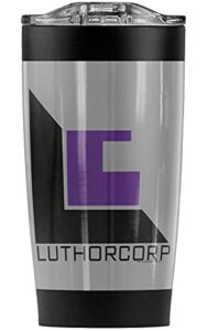 logovision smallville luthorcorp stainless steel tumbler 20 oz coffee travel mug/cup, vacuum insulated & double wall with leakproof sliding lid | great for hot drinks and cold beverages