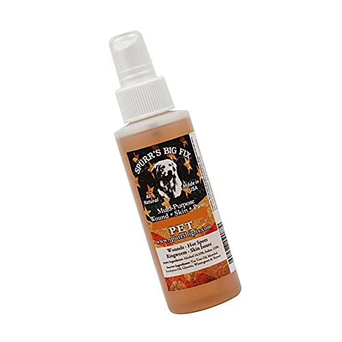 Spurr's Big Fix Wound/Skin/Paw Spray for Pets. Effective, All-Natural Healing Agent for Scrapes, Cuts, Wounds, Hot Spots and Rashes. Safe for All Animals and Pets. Pump Spray. 4 fl oz.