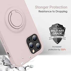 MOCCA Compatible with iPhone 12 Case, iPhone 12 Pro Case 6.1inch with Ring Kickstand | Super Soft Microfiber Lining | Anti-Scratch Full-Body Shockproof Protective Case for iPhone 12/12 Pro - Pink Sand