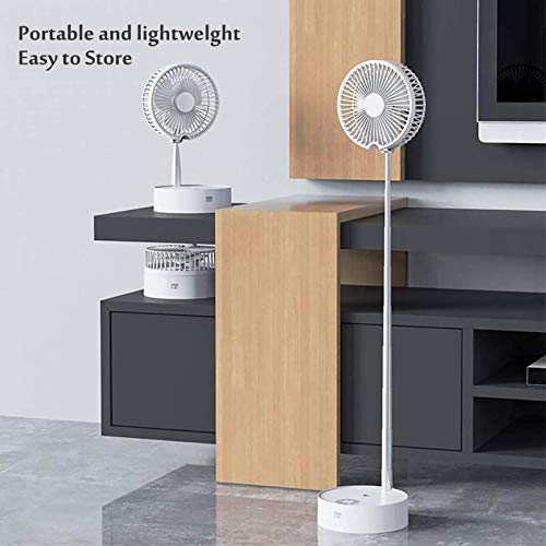 Portable Desk Fan，Rechargeable Oscillating Telescopic Floor Fan Small USB Stand Fan with Humidification 3 Speed Adjustable Wind for Personal Bedroom Office Outdoor Camping-White