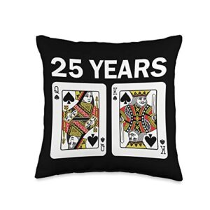 couple married husband wife bride groom gift wedding anniversary 25 years king queen silver love marriage throw pillow, 16x16, multicolor