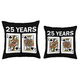 Couple Married Husband Wife Bride Groom Gift Wedding Anniversary 25 Years King Queen Silver Love Marriage Throw Pillow, 16x16, Multicolor