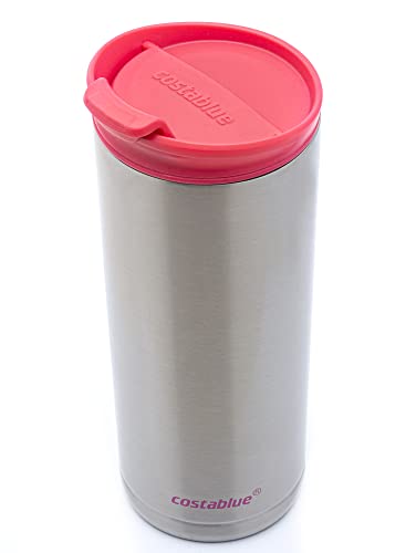 costablue Travel Coffee Mug - 16 Oz. Stainless Steel Insulated Coffee Mug, Leak Proof Tumbler w/Dishwasher Safe Lid, Double Wall Travel Coffee Cup, Reusable Insulated Tumbler for Hot & Cold Beverages