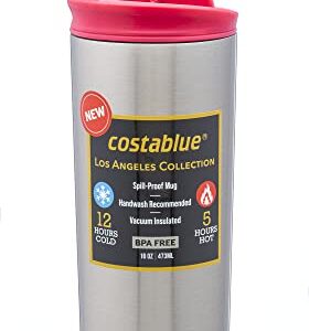 costablue Travel Coffee Mug - 16 Oz. Stainless Steel Insulated Coffee Mug, Leak Proof Tumbler w/Dishwasher Safe Lid, Double Wall Travel Coffee Cup, Reusable Insulated Tumbler for Hot & Cold Beverages