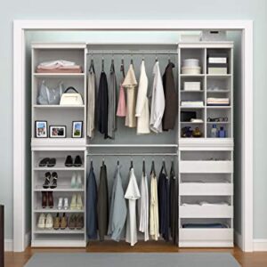 ClosetMaid 4557 Modular Closet Storage Stackable Shelf Unit- White & SuiteSymphony Starter Tower Kit, Expandable Closet Rod, Satin Nickel