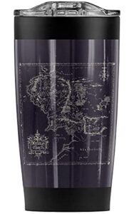 the lord of the rings map of middle earth stainless steel tumbler 20 oz coffee travel mug/cup, vacuum insulated & double wall with leakproof sliding lid | great for hot drinks and cold beverages