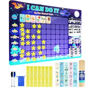 bbplusdd toddler reward chart for kids, responsibility chart encourages good behavior, weekly and daily chore chart for kids with 30 magnetic tags & 70 stars, 17.3" x 11.7"
