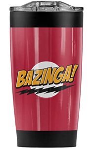 logovision the big bang theory bazinga stainless steel tumbler 20 oz coffee travel mug/cup, vacuum insulated & double wall with leakproof sliding lid | great for hot drinks and cold beverages