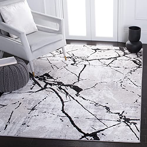 SAFAVIEH Amelia Collection 6' x 9' Grey/Black ALA293K Modern Abstract Non-Shedding Living Room Dining Bedroom Area Rug