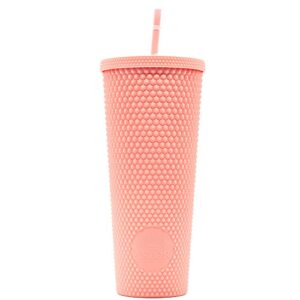 astor | matte studded cup | studded tumbler with lid and straw | venti 24 oz cold cups (pink)
