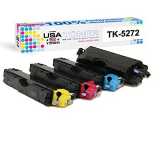 made in usa toner compatible replacement for use in kyocera® ecosys m6630cidn p6230cdn, tk-5272 tk-5272k tk-5272c tk-5272m tk-5272y (black,cyan,yellow,magenta, 4-pack)