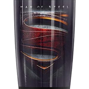 Logovision Superman Man of Steel Large Shield Stainless Steel Tumbler 20 oz Coffee Travel Mug/Cup, Vacuum Insulated & Double Wall with Leakproof Sliding Lid | Great for Hot Drinks and Cold Beverages