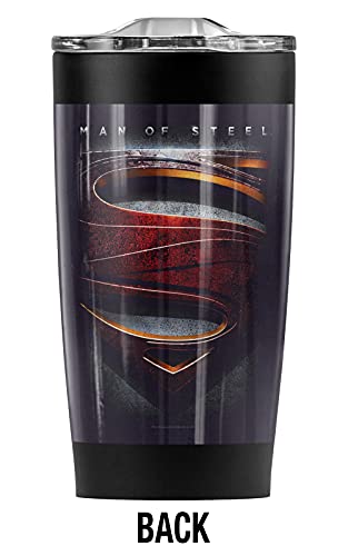 Logovision Superman Man of Steel Large Shield Stainless Steel Tumbler 20 oz Coffee Travel Mug/Cup, Vacuum Insulated & Double Wall with Leakproof Sliding Lid | Great for Hot Drinks and Cold Beverages