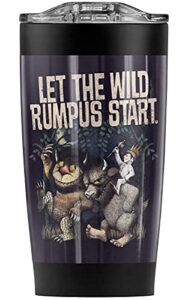where the wild things are wild rumpus stainless steel tumbler 20 oz coffee travel mug/cup, vacuum insulated & double wall with leakproof sliding lid | great for hot drinks and cold beverages