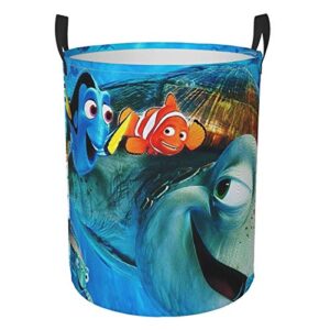 XZZZN Finding Nemo Laundry Hamper Circular Tunic Dirty Pocket Waterproof Large Oxford Fabric Foldable Round Laundry Storage Basket Dirty Clothes Bag Medium