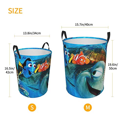 XZZZN Finding Nemo Laundry Hamper Circular Tunic Dirty Pocket Waterproof Large Oxford Fabric Foldable Round Laundry Storage Basket Dirty Clothes Bag Medium