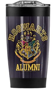 logovision harry potter alumni crest stainless steel tumbler 20 oz coffee travel mug/cup, vacuum insulated & double wall with leakproof sliding lid | great for hot drinks and cold beverages