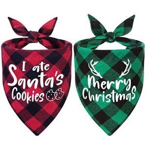 roberly 2 pack christmas dog bandanas plaid reversible triangle bibs christmas scarf accessories costumes for small medium large dogs cats pets animals