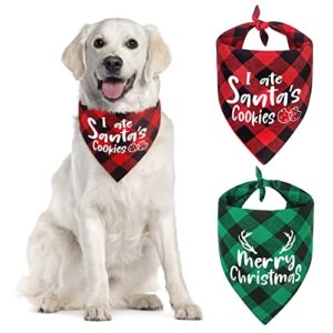 Roberly 2 Pack Christmas Dog Bandanas Plaid Reversible Triangle Bibs Christmas Scarf Accessories Costumes for Small Medium Large Dogs Cats Pets Animals