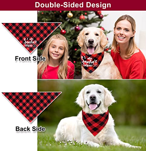 Roberly 2 Pack Christmas Dog Bandanas Plaid Reversible Triangle Bibs Christmas Scarf Accessories Costumes for Small Medium Large Dogs Cats Pets Animals