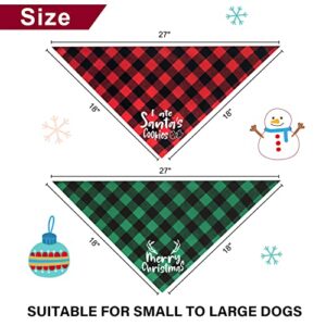 Roberly 2 Pack Christmas Dog Bandanas Plaid Reversible Triangle Bibs Christmas Scarf Accessories Costumes for Small Medium Large Dogs Cats Pets Animals