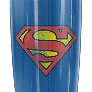 Superman Retro Supes Logo Stainless Steel Tumbler 20 oz Coffee Travel Mug/Cup, Vacuum Insulated & Double Wall with Leakproof Sliding Lid | Great for Hot Drinks and Cold Beverages