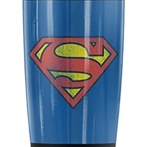 Superman Retro Supes Logo Stainless Steel Tumbler 20 oz Coffee Travel Mug/Cup, Vacuum Insulated & Double Wall with Leakproof Sliding Lid | Great for Hot Drinks and Cold Beverages