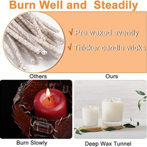 100pcs ECO Wicks for Soy Candles, 6 inch Pre-Waxed Candle Wick for Candle Making,Thick Candle Wick with Base