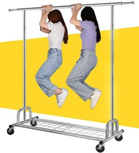 raybee clothes rack, heavy duty clothing rack load 460lbs, commercial grament rack heavy duty rolling clothes racks for hanging clothes rack, collapsible ＆ portable clothes rack with wheels