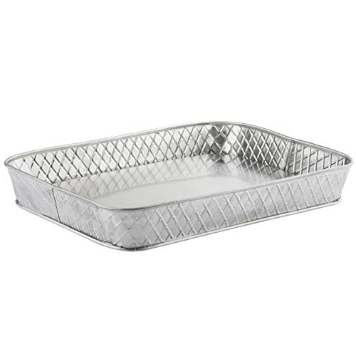 Tablecraft Lattice Collection 12 x 9 x 1.5" Rectangular Platter, Stainless Steel