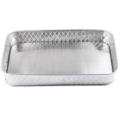 Tablecraft Lattice Collection 12 x 9 x 1.5" Rectangular Platter, Stainless Steel