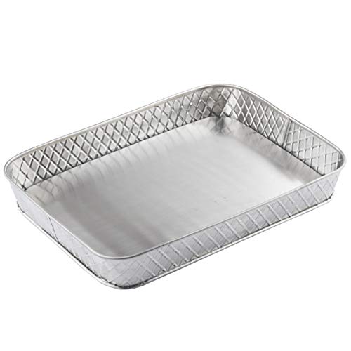 Tablecraft Lattice Collection 12 x 9 x 1.5" Rectangular Platter, Stainless Steel