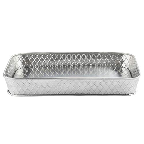 Tablecraft Lattice Collection 12 x 9 x 1.5" Rectangular Platter, Stainless Steel