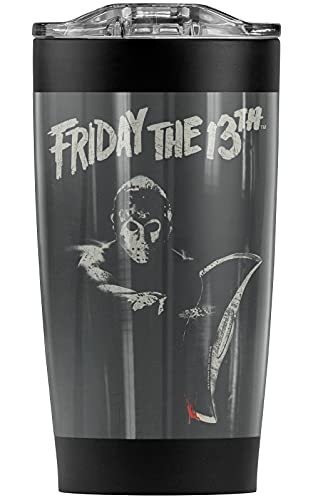 Logovision Friday the 13th Jason Ax Stainless Steel Tumbler 20 oz Coffee Travel Mug/Cup, Vacuum Insulated & Double Wall with Leakproof Sliding Lid | Great for Hot Drinks and Cold Beverages