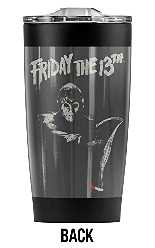 Logovision Friday the 13th Jason Ax Stainless Steel Tumbler 20 oz Coffee Travel Mug/Cup, Vacuum Insulated & Double Wall with Leakproof Sliding Lid | Great for Hot Drinks and Cold Beverages