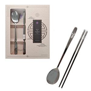 balwoo whale design korean traditional table sticky rice spoon and chopsticks mukbang cutlery 430 stainless steel