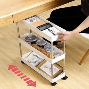 VCNDISU Slim Storage Cart Mobile Shelving Unit for Kitchen Bathroom Study Laundry Narrow Place White