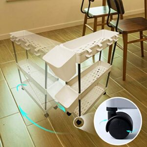 VCNDISU Slim Storage Cart Mobile Shelving Unit for Kitchen Bathroom Study Laundry Narrow Place White