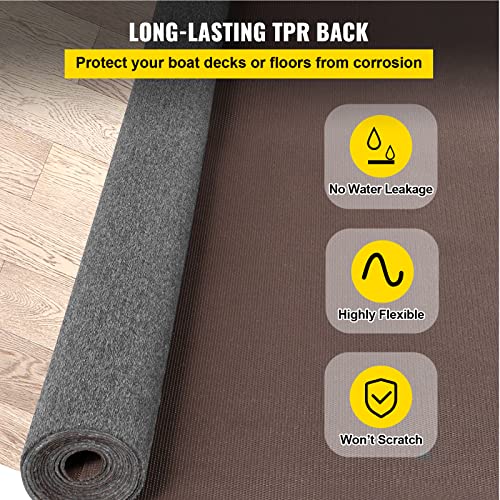 Happybuy Gray Marine Carpet 6 ft x 13.1 ft Boat Carpet Rugs Indoor Outdoor Rugs for Patio Deck Anti-Slide TPR Water-Proof Back Cut Outdoor Marine Carpeting Easy Clean Outdoor Carpet Roll