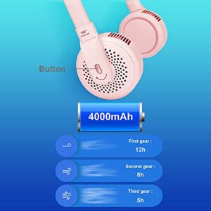 YEEBOO Portable Neck Fan, Hands-Free Rechargeable Personal Fan with 4000mAh 360°Rotation 3 Wind Speeds, Cooling Fan for Home, Office, Travel, Sport, Outdoor Activities ,No Hair Twisting