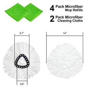 Zen Lyfe 4 Pack Spin Mop Replacement Head Microfiber Mop Head Refills Spin Mop Refills Easy Cleaning Mop Head Replacement Includes 2 Microfiber Cloths