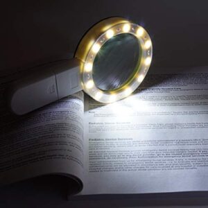 TMANGO Magnifying Glass with Light, 30X Handheld Large Magnifying Glass 12 LED Lighted Magnifier for Macular Degeneration, Seniors Reading, Soldering, Inspection, Coins, Jewelry, Exploring