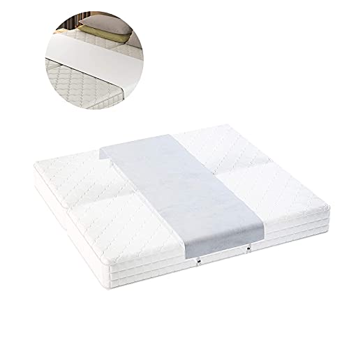 BVSDF Home Bed Bridge, Split Bed Connector Mattress Gap Filler Mattress Connector with Strap Bed Bridge Bed Gap Filler to Make Twin Beds Into King for Guests Stayovers (White)