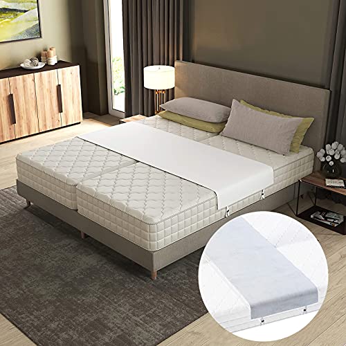 BVSDF Home Bed Bridge, Split Bed Connector Mattress Gap Filler Mattress Connector with Strap Bed Bridge Bed Gap Filler to Make Twin Beds Into King for Guests Stayovers (White)