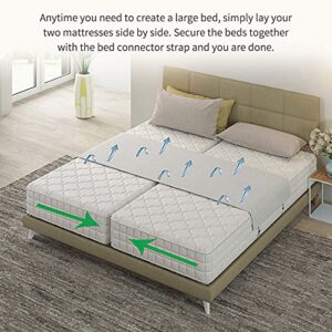 BVSDF Home Bed Bridge, Split Bed Connector Mattress Gap Filler Mattress Connector with Strap Bed Bridge Bed Gap Filler to Make Twin Beds Into King for Guests Stayovers (White)