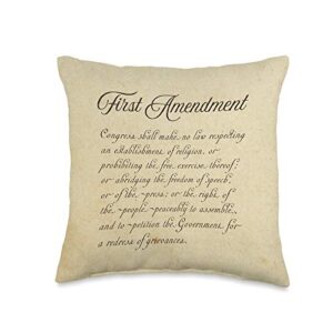 first amendment us constitution first amendment united states constitution throw pillow, 16x16, multicolor