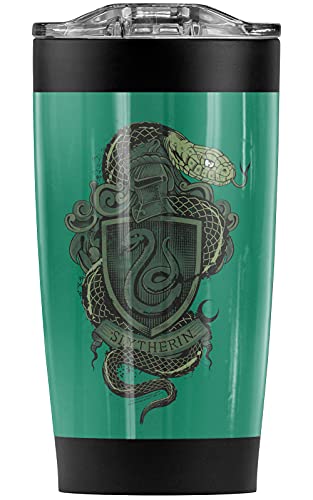 Logovision Harry Potter Slytherin Snake Crest Stainless Steel Tumbler 20 oz Coffee Travel Mug/Cup, Vacuum Insulated & Double Wall with Leakproof Sliding Lid | Great for Hot Drinks and Cold Beverages