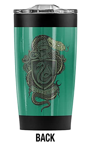 Logovision Harry Potter Slytherin Snake Crest Stainless Steel Tumbler 20 oz Coffee Travel Mug/Cup, Vacuum Insulated & Double Wall with Leakproof Sliding Lid | Great for Hot Drinks and Cold Beverages